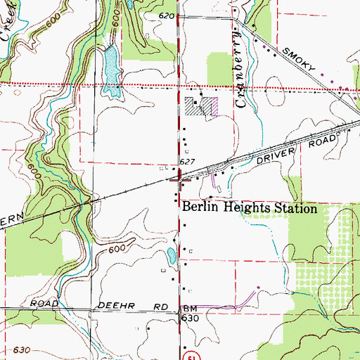 Topographic Map of Berlin Heights Station, OH
