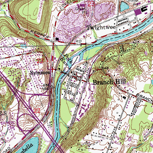 Topographic Map of Branch Hill, OH