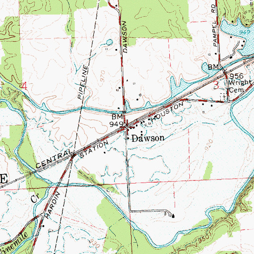 Topographic Map of Dawson, OH