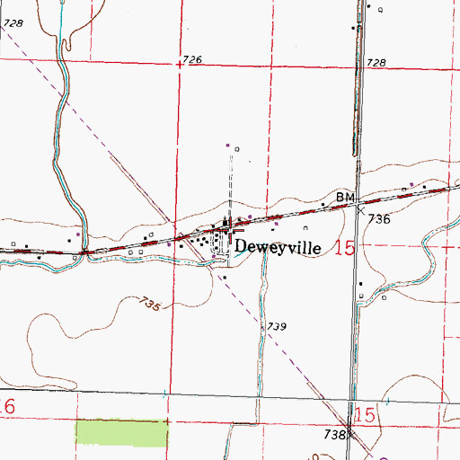 Topographic Map of Deweyville, OH