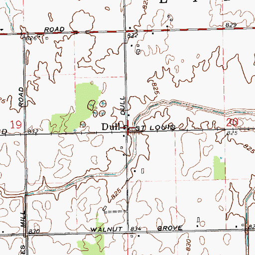 Topographic Map of Dull, OH