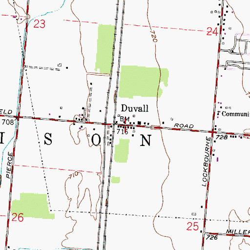 Topographic Map of Duvall, OH