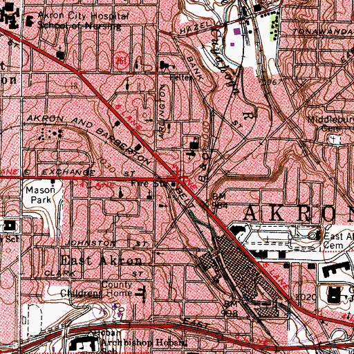 Topographic Map of East Akron, OH