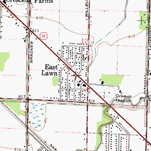 Topographic Map of East Lawn, OH