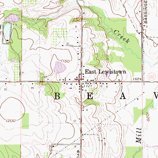 Topographic Map of East Lewistown, OH