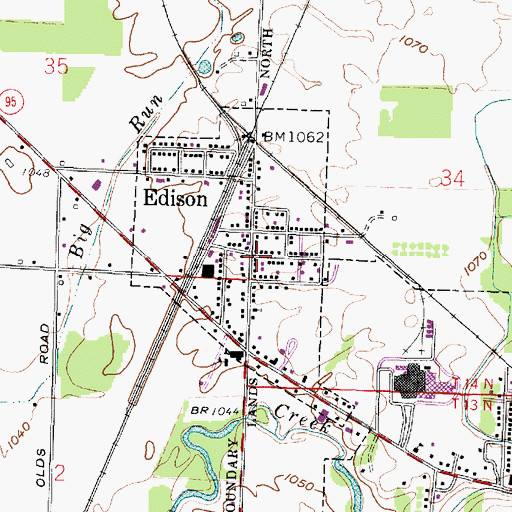 Topographic Map of Edison, OH