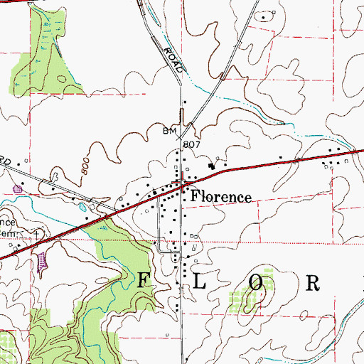 Topographic Map of Florence, OH
