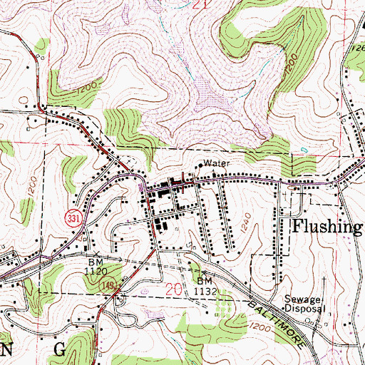 Topographic Map of Flushing, OH