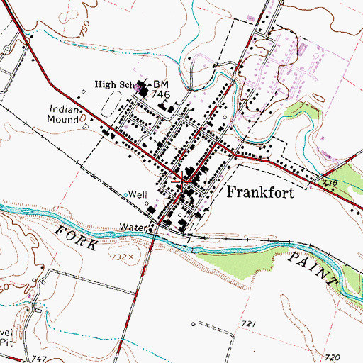 Topographic Map of Frankfort, OH
