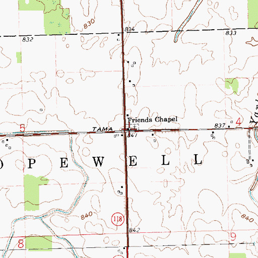 Topographic Map of Friends Chapel, OH