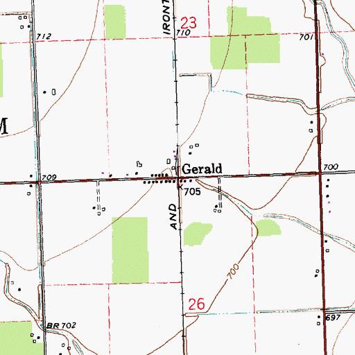 Topographic Map of Gerald, OH