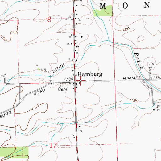 Topographic Map of Hamburg, OH