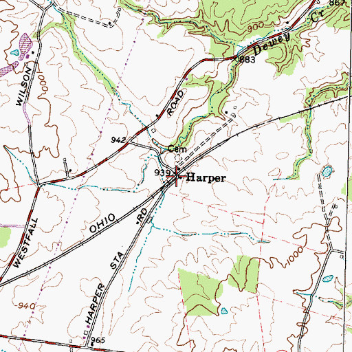 Topographic Map of Harper, OH