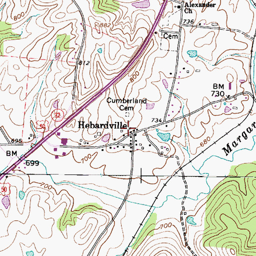Topographic Map of Hebardville, OH