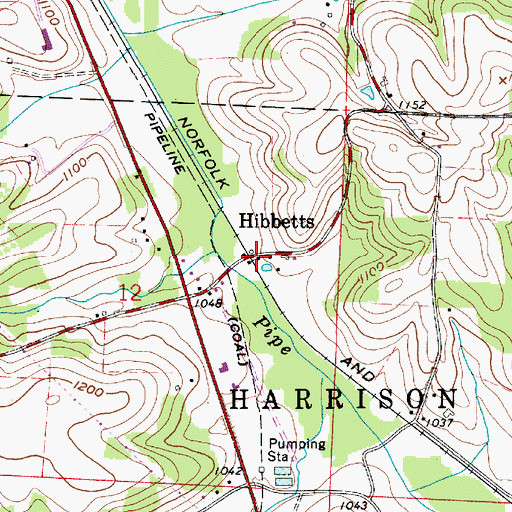Topographic Map of Hibbetts, OH
