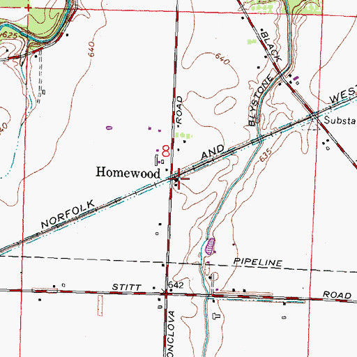 Topographic Map of Homewood, OH