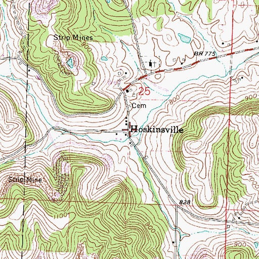 Topographic Map of Hoskinsville, OH