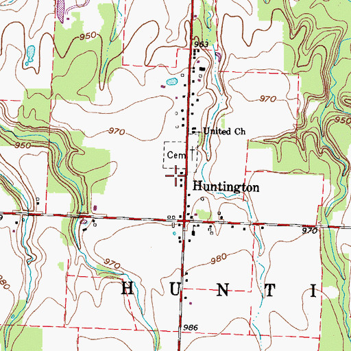 Topographic Map of Huntington, OH