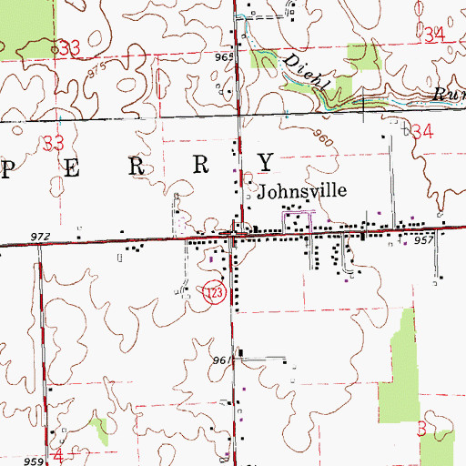 Topographic Map of Johnsville, OH