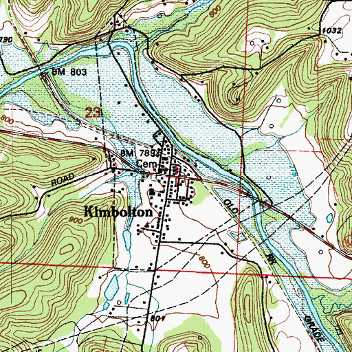 Topographic Map of Kimbolton, OH