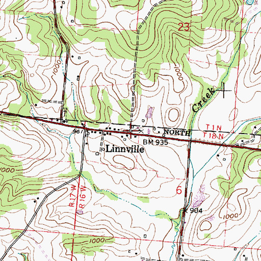 Topographic Map of Linnville, OH