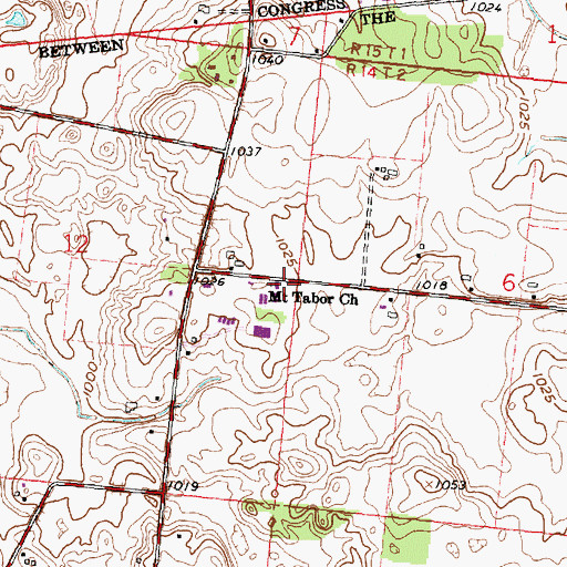Topographic Map of Mount Tabor Church, OH