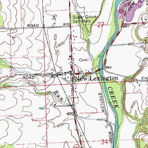 Topographic Map of New Lexington, OH
