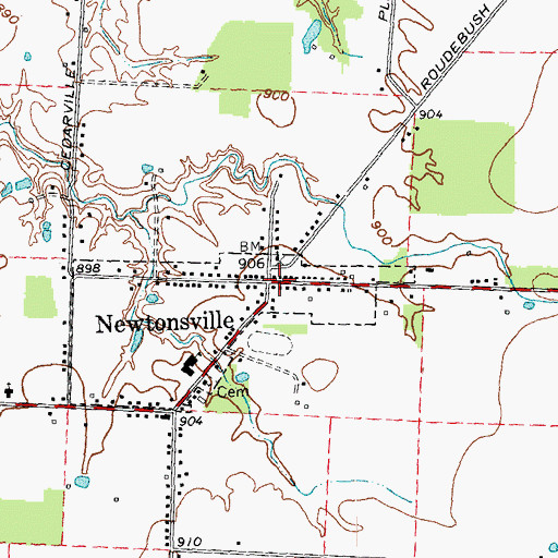 Topographic Map of Newtonsville, OH