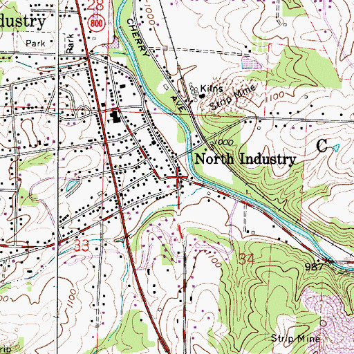 Topographic Map of North Industry, OH