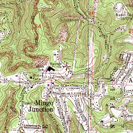Topographic Map of Raynes Church, OH