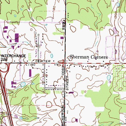 Topographic Map of Sherman Corners, OH