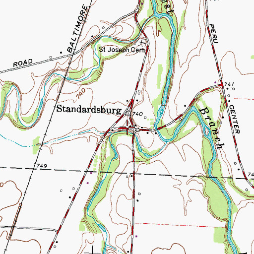 Topographic Map of Standardsburg, OH