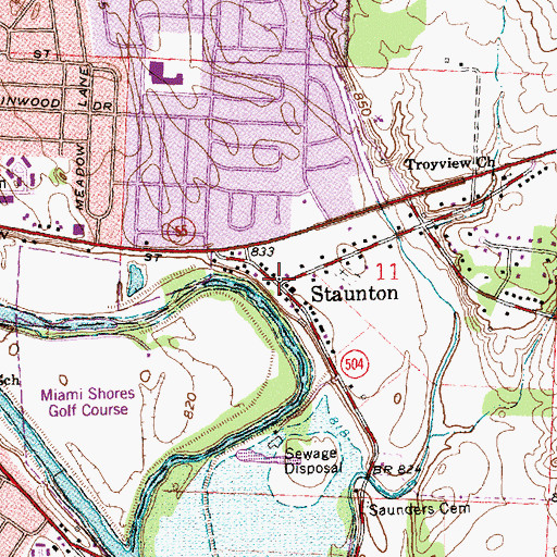 Topographic Map of Staunton, OH