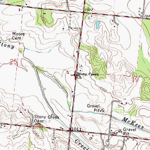Topographic Map of Stony Creek Church, OH