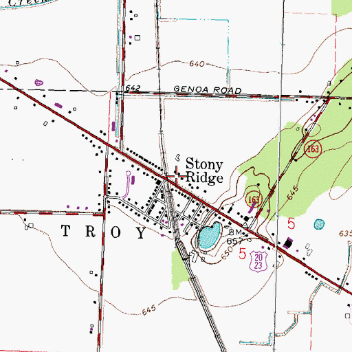 Topographic Map of Stony Ridge, OH