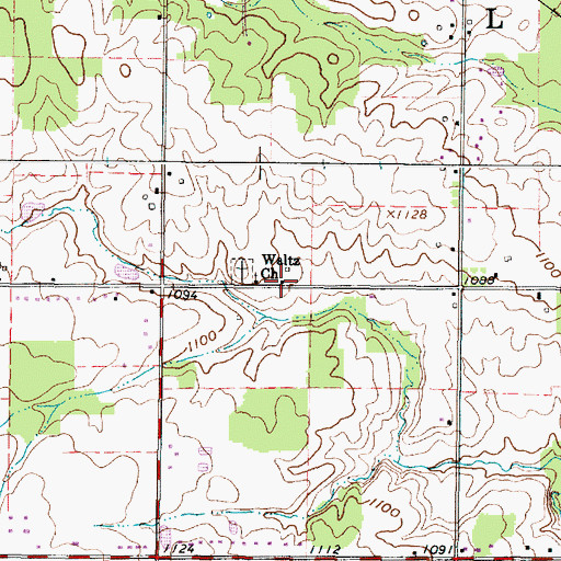 Topographic Map of Waltz Church, OH