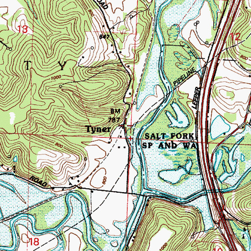 Topographic Map of Tyner, OH