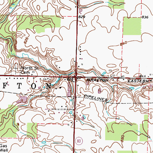 Topographic Map of Kingsleys Corners, OH