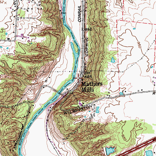 Topographic Map of Mathers Mills, OH