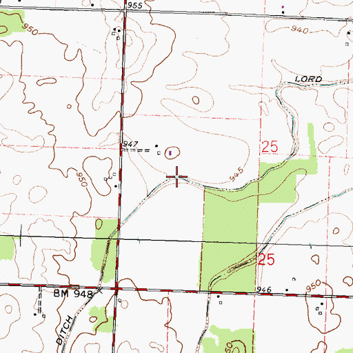 Topographic Map of Lord Ditch, OH