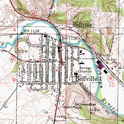 Topographic Map of First Baptist Church of Bellville, OH
