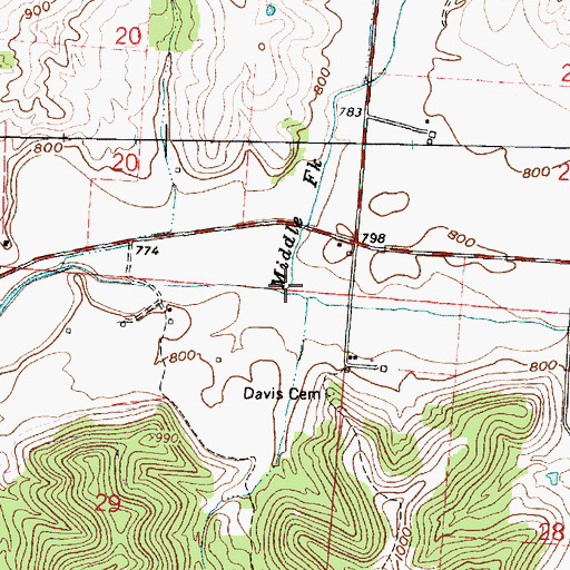 Topographic Map of Middle Fork Laurel Run, OH