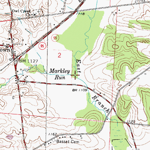 Topographic Map of Markley Run, OH