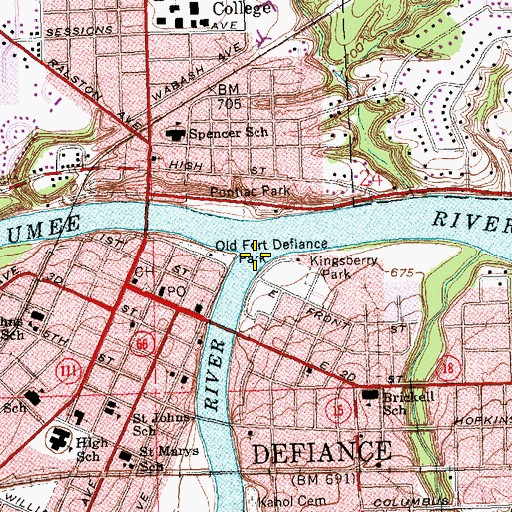Topographic Map of Auglaize River, OH