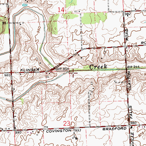 Topographic Map of Ballinger Run, OH