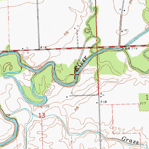 Topographic Map of Bates Creek, OH
