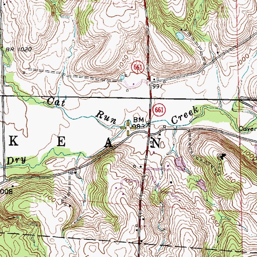 Topographic Map of Cat Run, OH