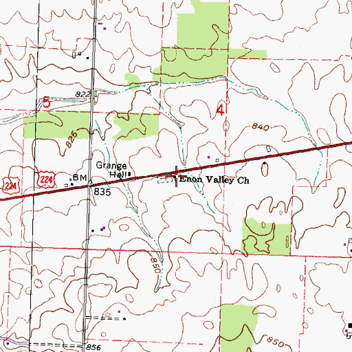 Topographic Map of Enon Valley Church, OH