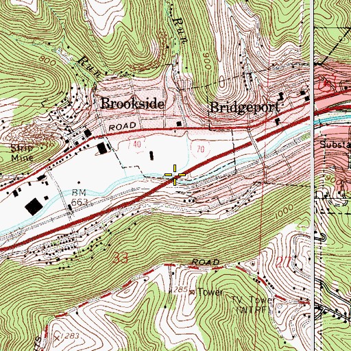 Topographic Map of Frazier Run, OH