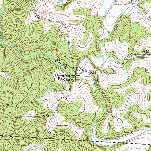 Topographic Map of Pratts Fork, OH